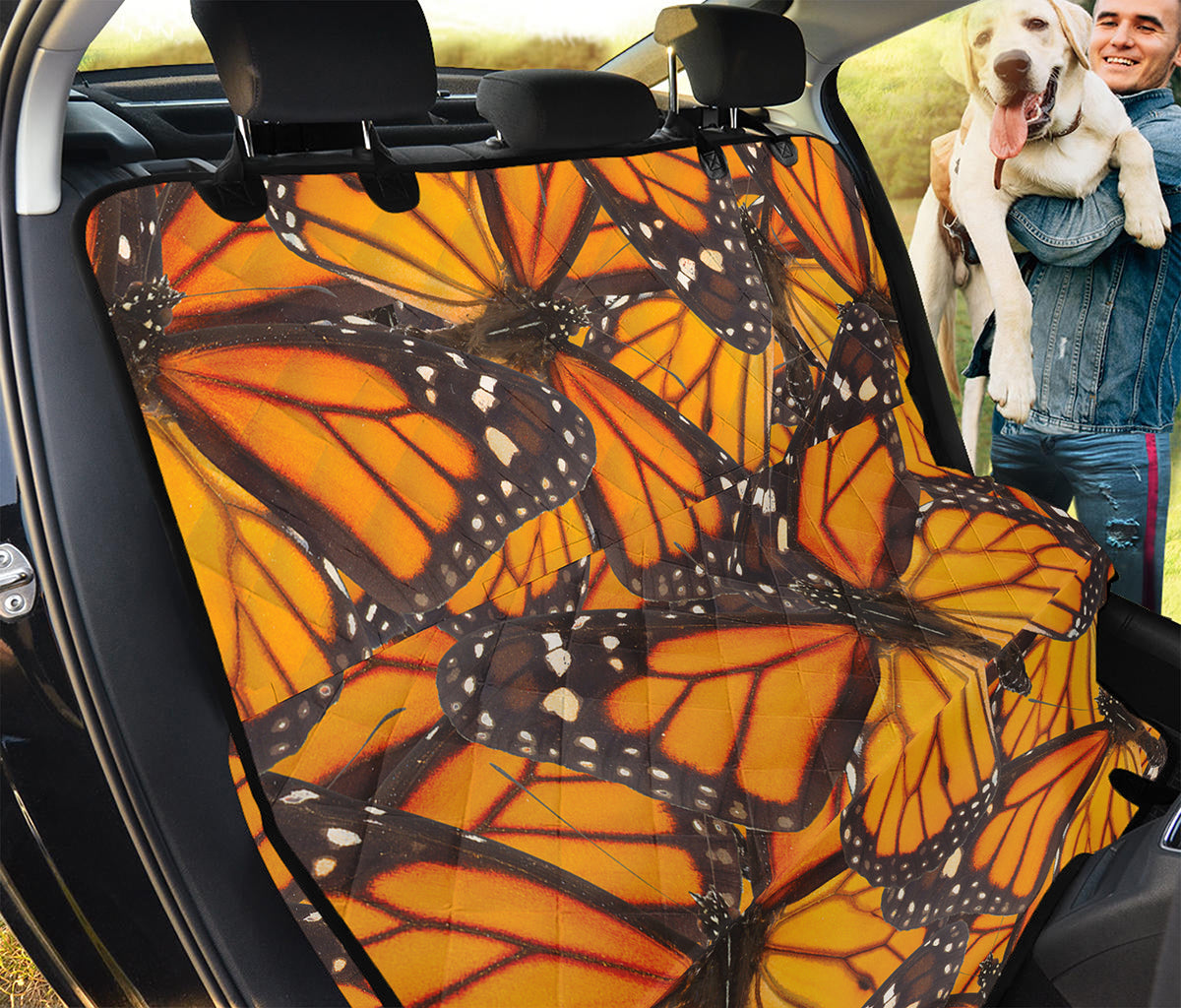 Orange Monarch Butterfly Pattern Print Pet Car Back Seat Cover