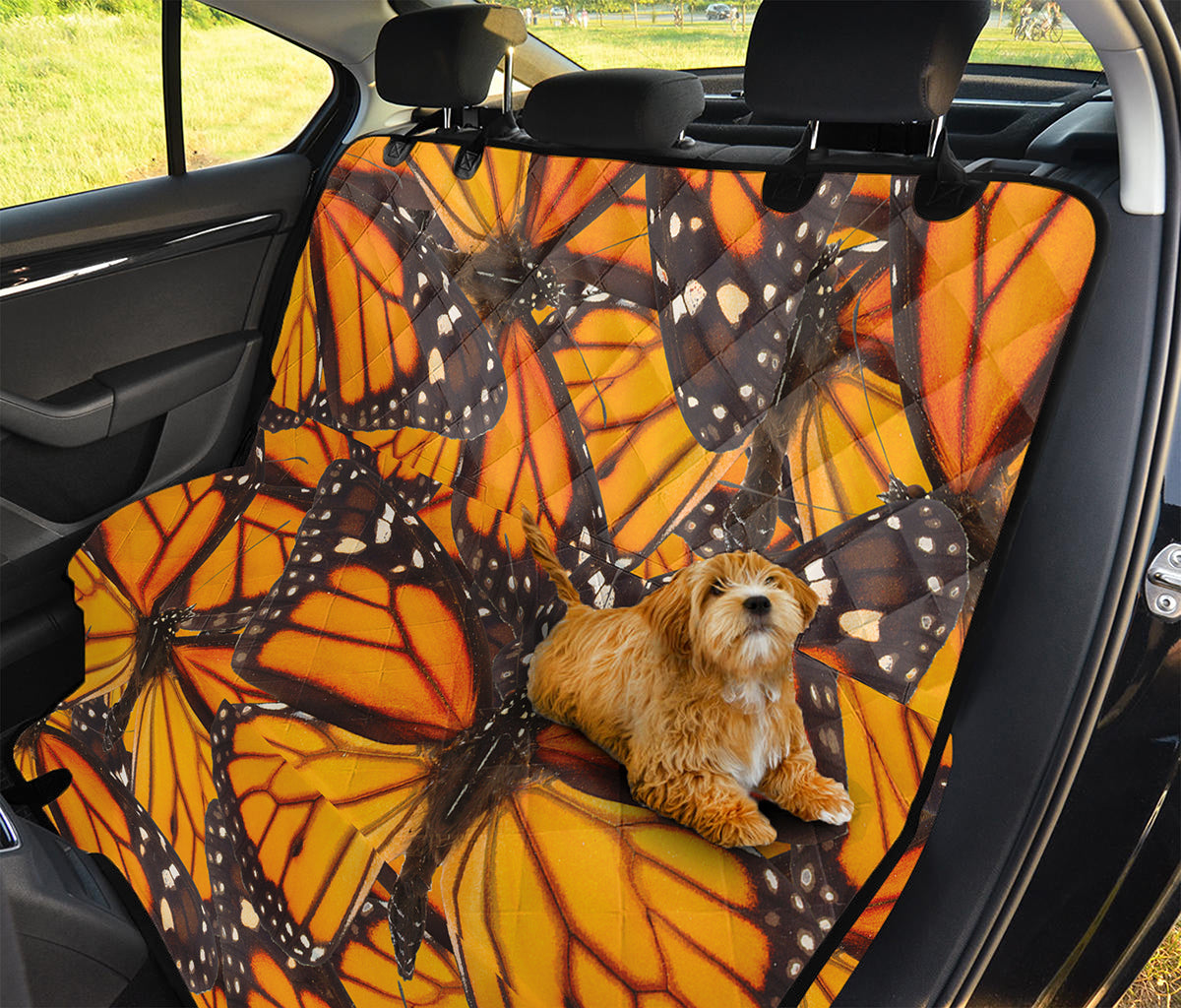 Orange Monarch Butterfly Pattern Print Pet Car Back Seat Cover