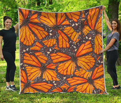 Orange Monarch Butterfly Pattern Print Quilt