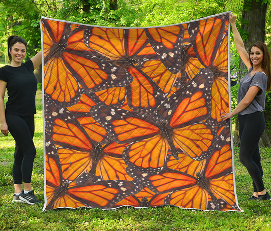 Orange Monarch Butterfly Pattern Print Quilt