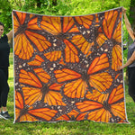Orange Monarch Butterfly Pattern Print Quilt