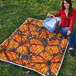 Orange Monarch Butterfly Pattern Print Quilt