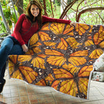 Orange Monarch Butterfly Pattern Print Quilt