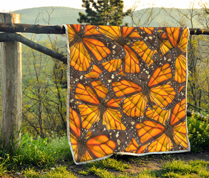 Orange Monarch Butterfly Pattern Print Quilt