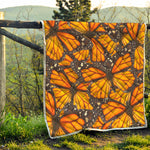 Orange Monarch Butterfly Pattern Print Quilt