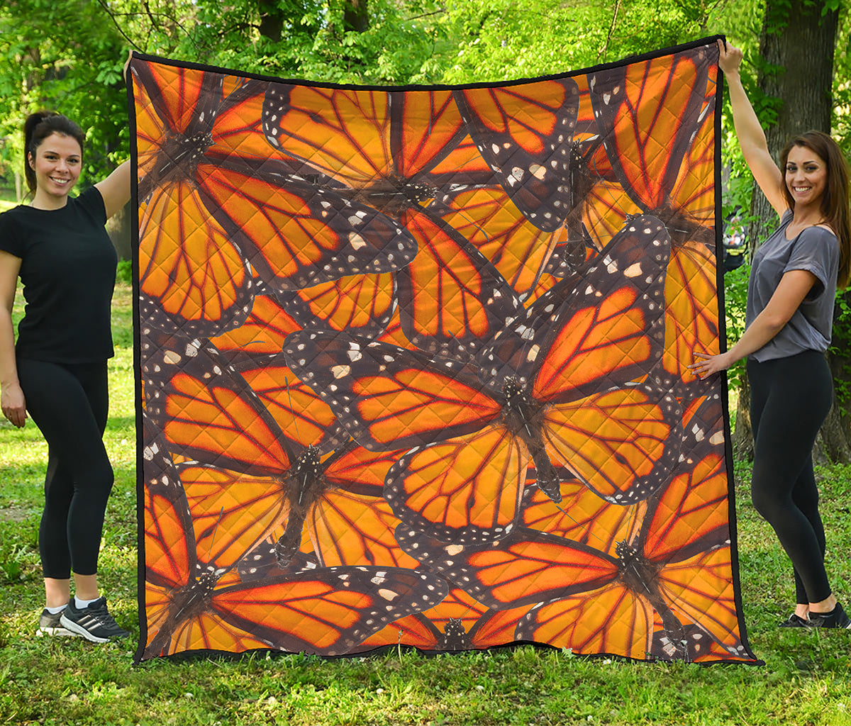 Orange Monarch Butterfly Pattern Print Quilt