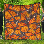 Orange Monarch Butterfly Pattern Print Quilt