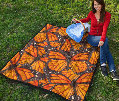 Orange Monarch Butterfly Pattern Print Quilt