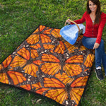 Orange Monarch Butterfly Pattern Print Quilt