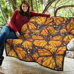 Orange Monarch Butterfly Pattern Print Quilt