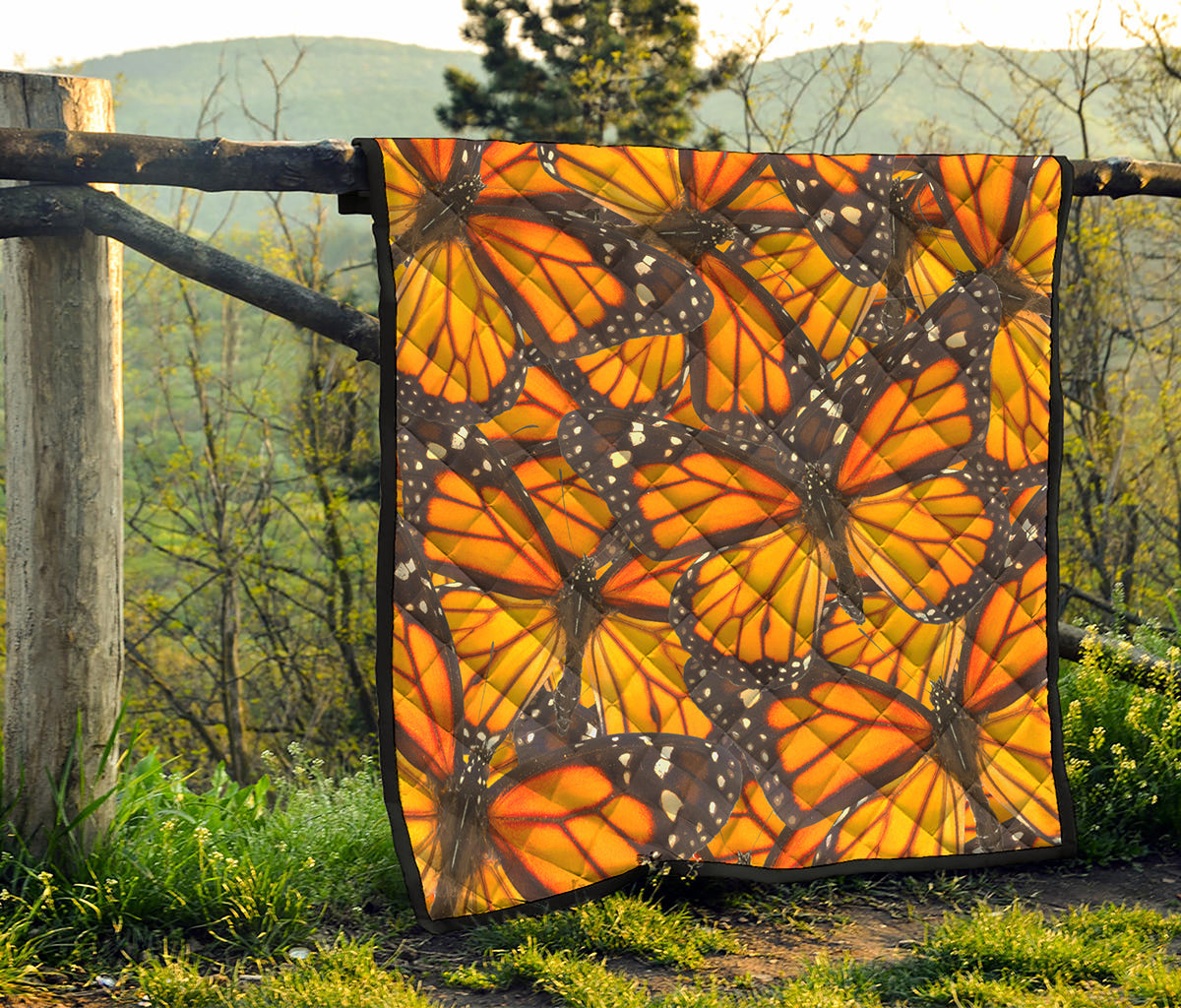 Orange Monarch Butterfly Pattern Print Quilt