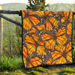 Orange Monarch Butterfly Pattern Print Quilt