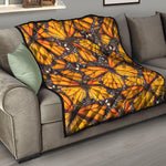 Orange Monarch Butterfly Pattern Print Quilt