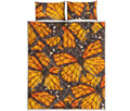 Orange Monarch Butterfly Pattern Print Quilt Bed Set