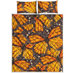 Orange Monarch Butterfly Pattern Print Quilt Bed Set