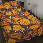 Orange Monarch Butterfly Pattern Print Quilt Bed Set