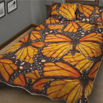 Orange Monarch Butterfly Pattern Print Quilt Bed Set
