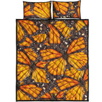 Orange Monarch Butterfly Pattern Print Quilt Bed Set