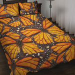 Orange Monarch Butterfly Pattern Print Quilt Bed Set