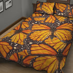 Orange Monarch Butterfly Pattern Print Quilt Bed Set
