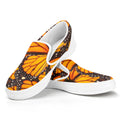 Orange Monarch Butterfly Pattern Print White Slip On Sneakers