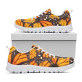 Orange Monarch Butterfly Pattern Print White Running Shoes