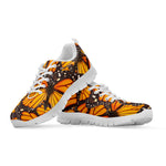 Orange Monarch Butterfly Pattern Print White Sneakers