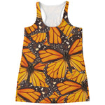 Orange Monarch Butterfly Pattern Print Women's Racerback Tank Top