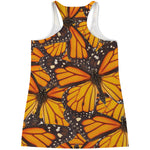 Orange Monarch Butterfly Pattern Print Women's Racerback Tank Top