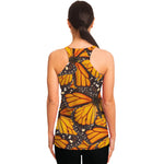 Orange Monarch Butterfly Pattern Print Women's Racerback Tank Top