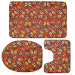 Orange Monarch Butterfly Print 3 Piece Bath Mat Set