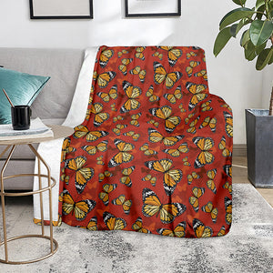 Orange Monarch Butterfly Print Blanket