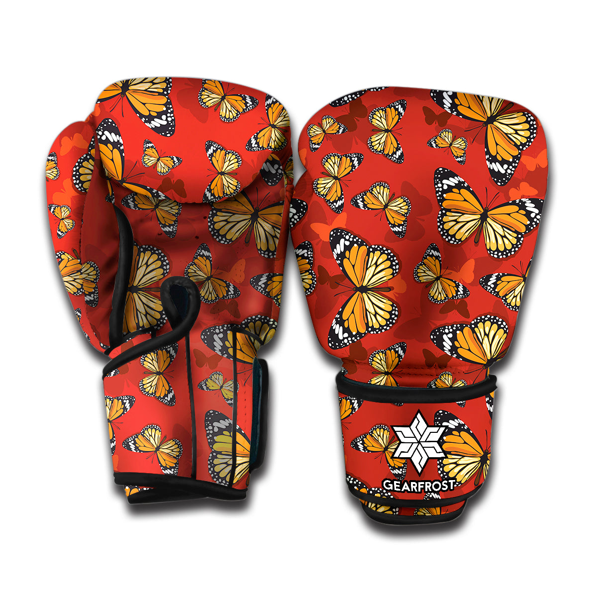 Orange Monarch Butterfly Print Boxing Gloves