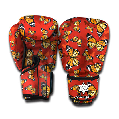 Orange Monarch Butterfly Print Boxing Gloves