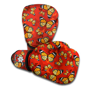 Orange Monarch Butterfly Print Boxing Gloves