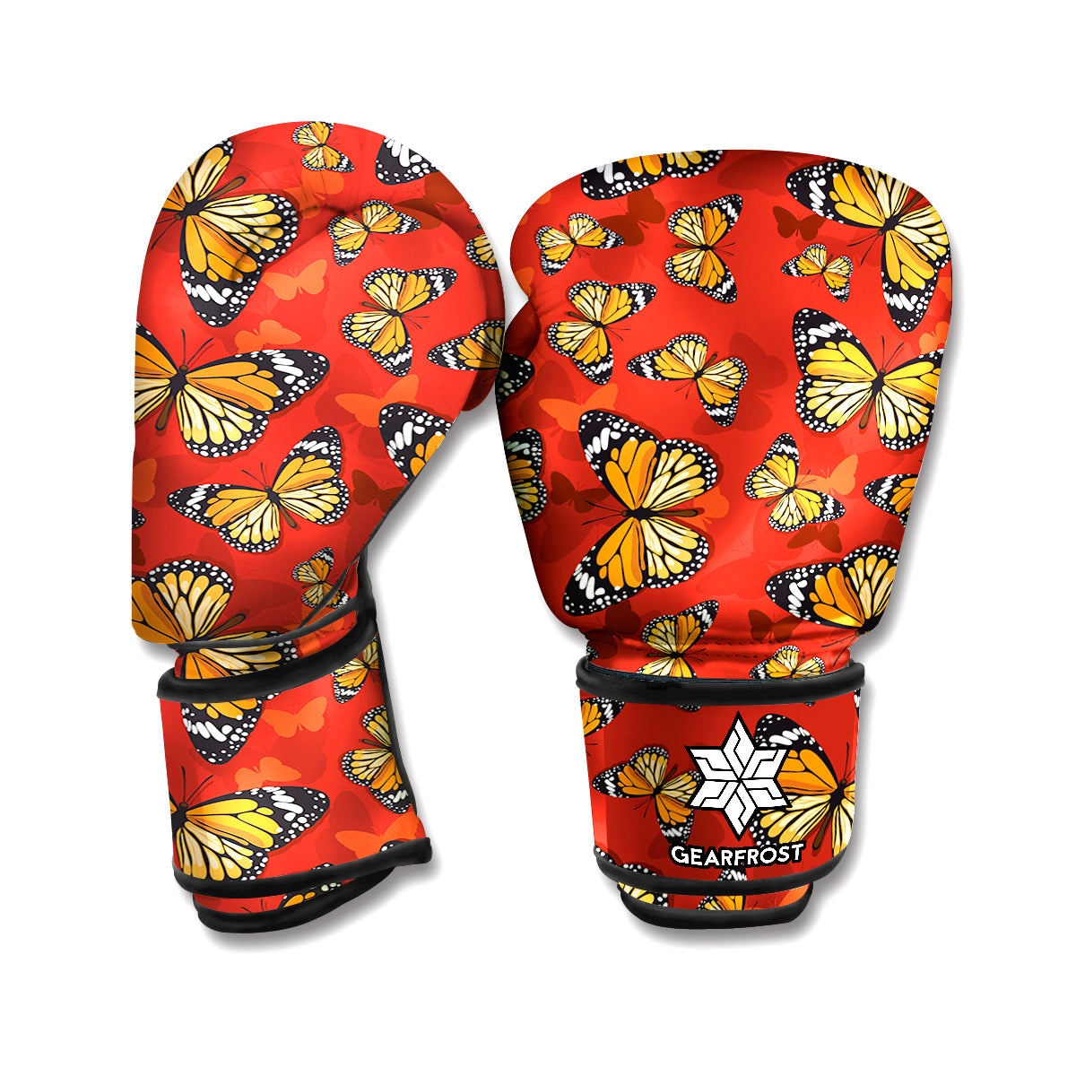 Orange Monarch Butterfly Print Boxing Gloves