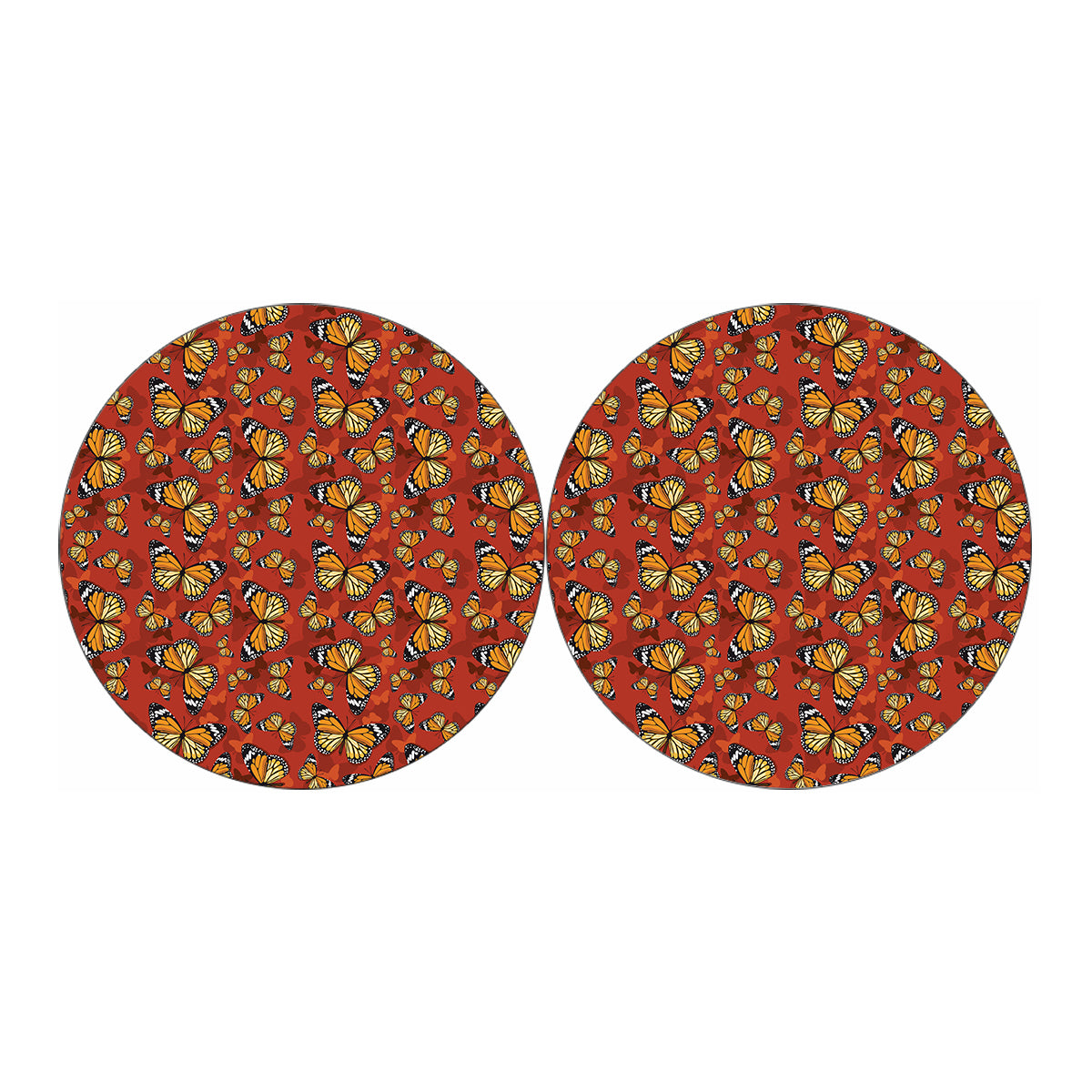 Orange Monarch Butterfly Print Car Coasters