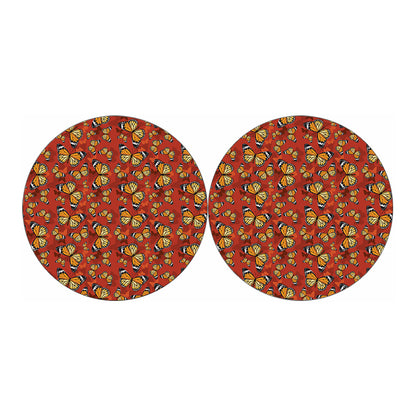 Orange Monarch Butterfly Print Car Coasters