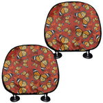 Orange Monarch Butterfly Print Car Headrest Covers