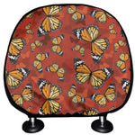 Orange Monarch Butterfly Print Car Headrest Covers