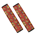 Orange Monarch Butterfly Print Car Seat Belt Covers