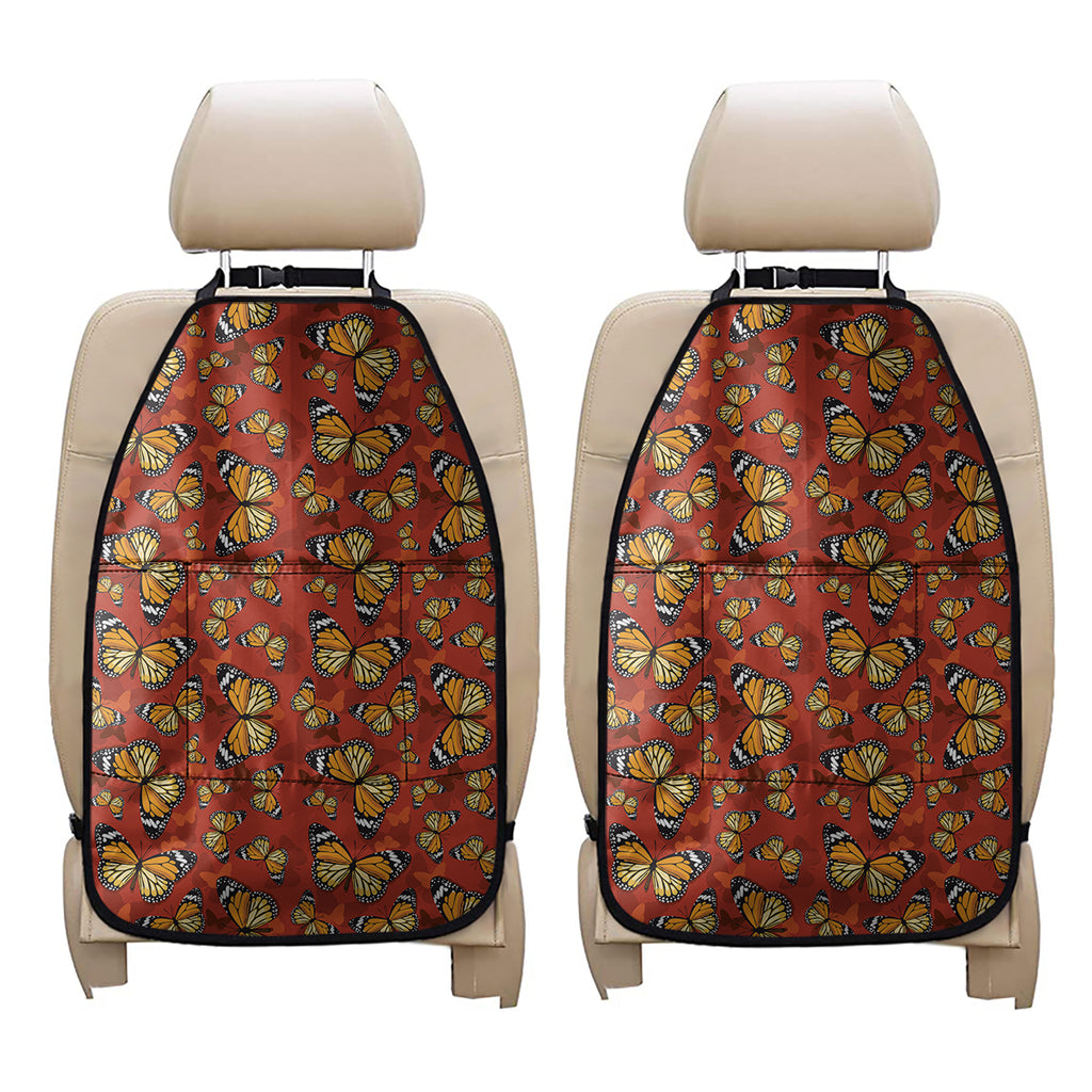 Orange Monarch Butterfly Print Car Seat Organizers