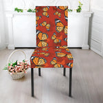 Orange Monarch Butterfly Print Dining Chair Slipcover