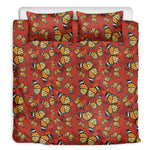 Orange Monarch Butterfly Print Duvet Cover Bedding Set