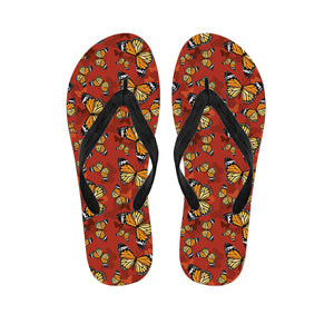 Orange Monarch Butterfly Print Flip Flops