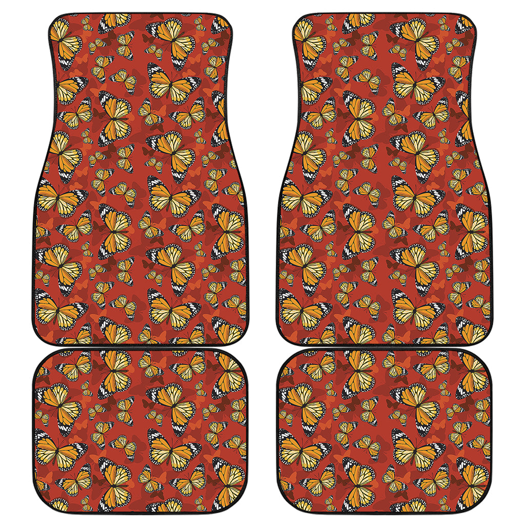 Orange Monarch Butterfly Print Front and Back Car Floor Mats
