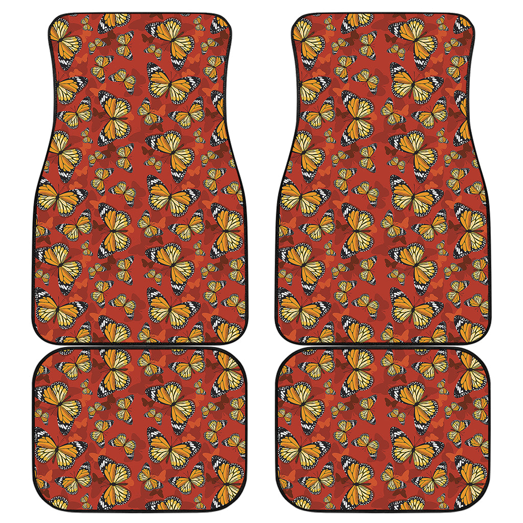 Orange Monarch Butterfly Print Front and Back Car Floor Mats