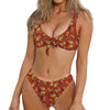 Orange Monarch Butterfly Print Front Bow Tie Bikini