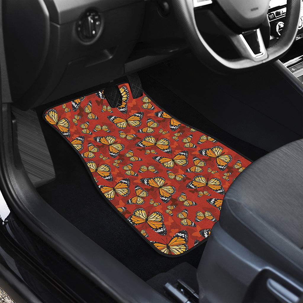 Orange Monarch Butterfly Print Front Car Floor Mats