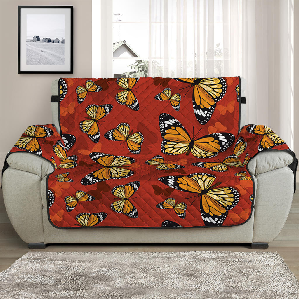Orange Monarch Butterfly Print Half Sofa Protector